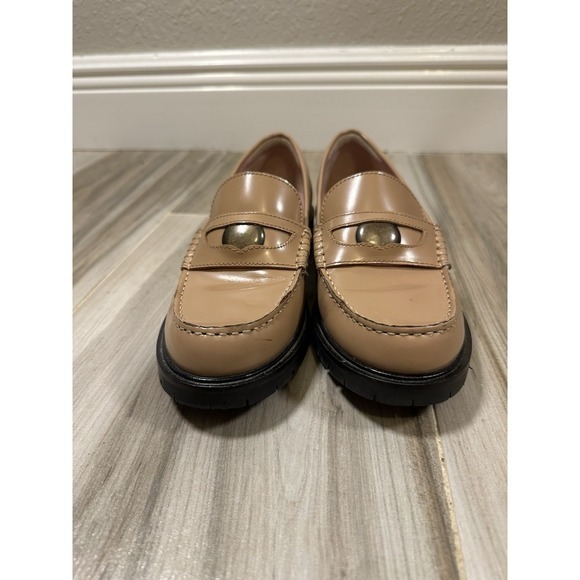 FREE PEOPLE Liv Camel Leather Penny Loafers 6 EUR 36 Heritage Minimalist Preppy - Picture 5 of 16